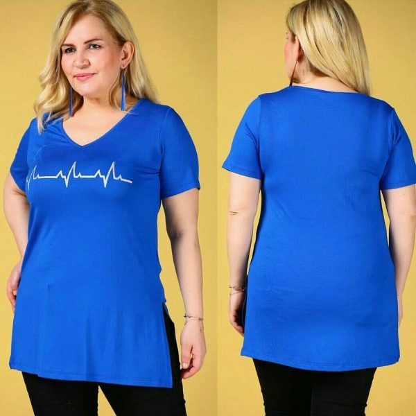خرید تیشرت زنانه سایزبزرگ نخی در فروشگاه اینترنتی پوشاکچی-مشاهده قیمت و مشخصات